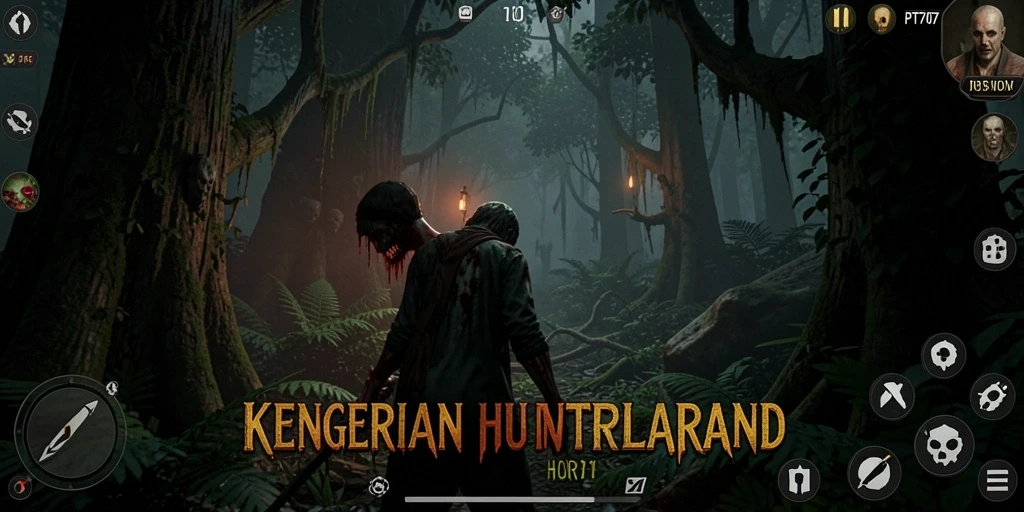 Tampilan hutan gelap yang menakutkan dalam PT707.