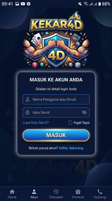 Tampilan halaman login kekar4d